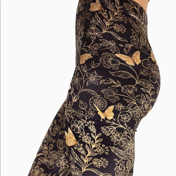 Blackmilk Pants - BLACKMILK GOLDEN GARDEN HIGH WAIST VELVET LEGGINGS